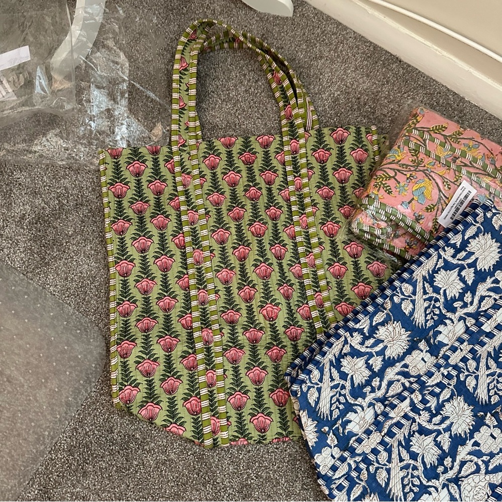 Cotton Floral Tote - Beach, Carryall Bags